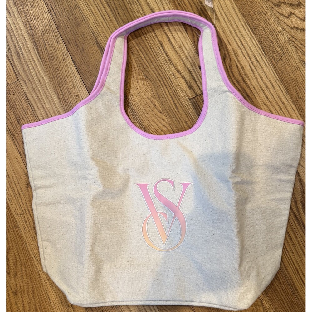 Nwt Victoria's Secrety Tan/Pink Canvas Tote Bag $50